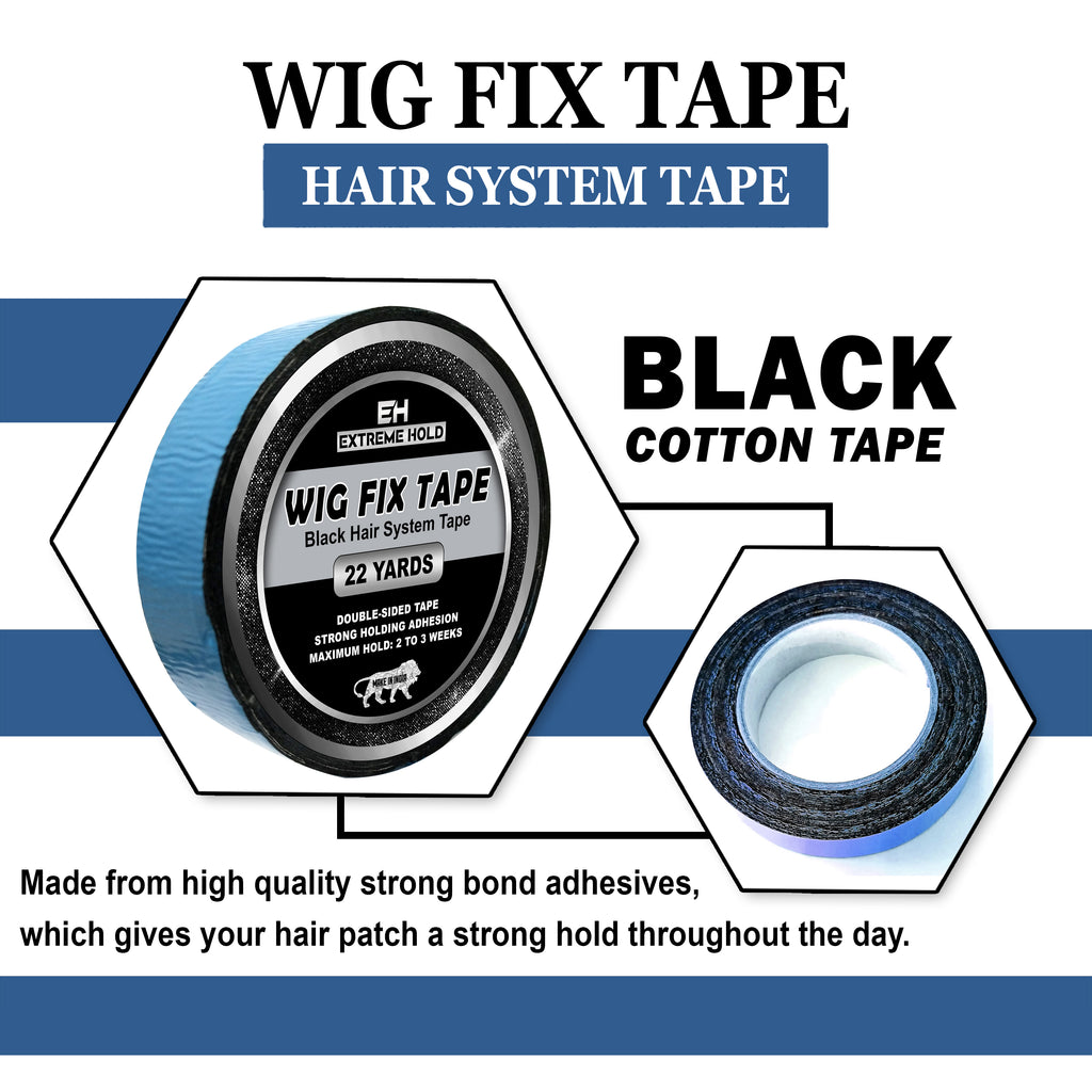 Extreme Hold Premium 22m Black Blue Cotton Double Sided Wig Tape For Hair System.