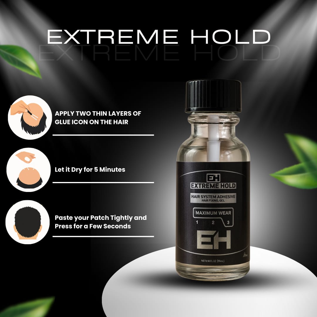 Extreme Hold Wig Adhesive Liquid Glue (15ml) for Lace Patch Hair Styling.