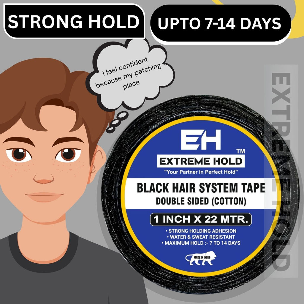 Extreme Hold 22yard Wigs tape/ Double Sided used as Patch & Toupee-for Men & Women Hair Accessory Set (Black)
