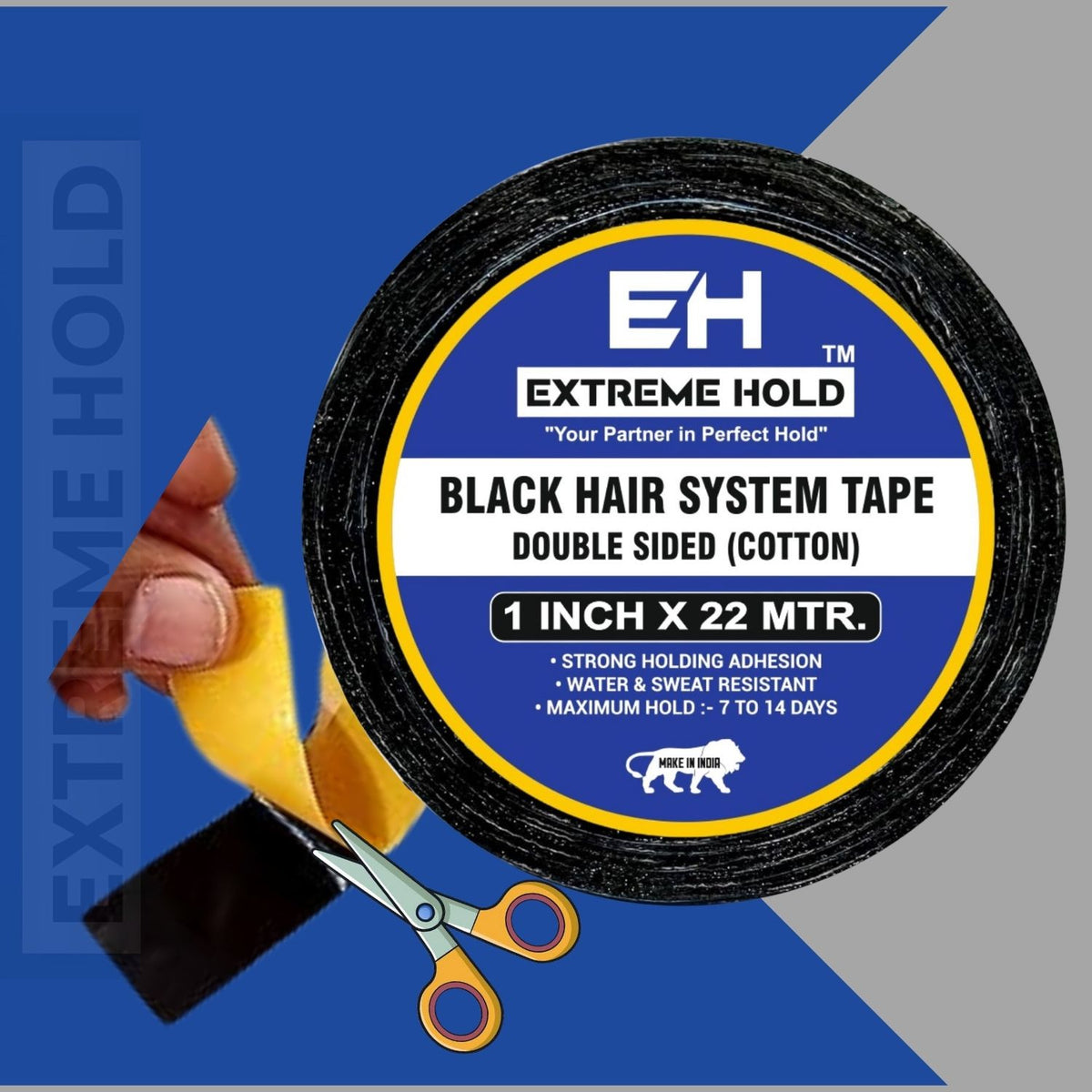 Extreme Hold 22yard Wigs tape/ Double Sided used as Patch & Toupee-for Men & Women Hair Accessory Set (Black)
