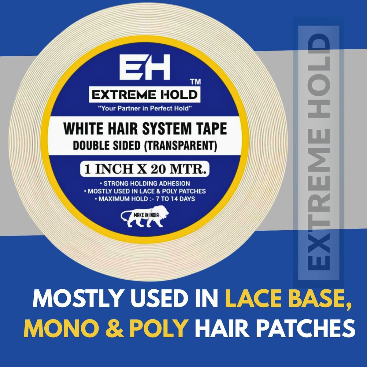 Extreme Hold 20m,Double Sided Transparent White Wig Tape for men |women Hair Extension.