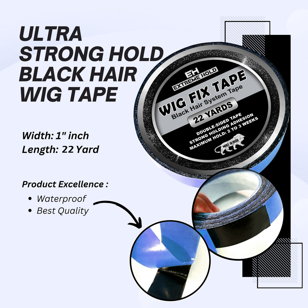 Extreme Hold Premium 22m Black Blue Cotton Double Sided Wig Tape For Hair System.