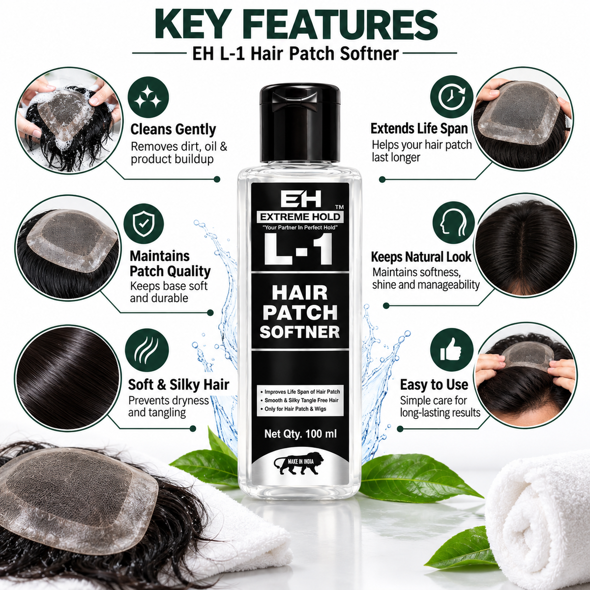 Extreme Hold Hair Patch Softener L1 Wig Conditioner for Smooth Tangle Free Hair Hair Styler (100ml)