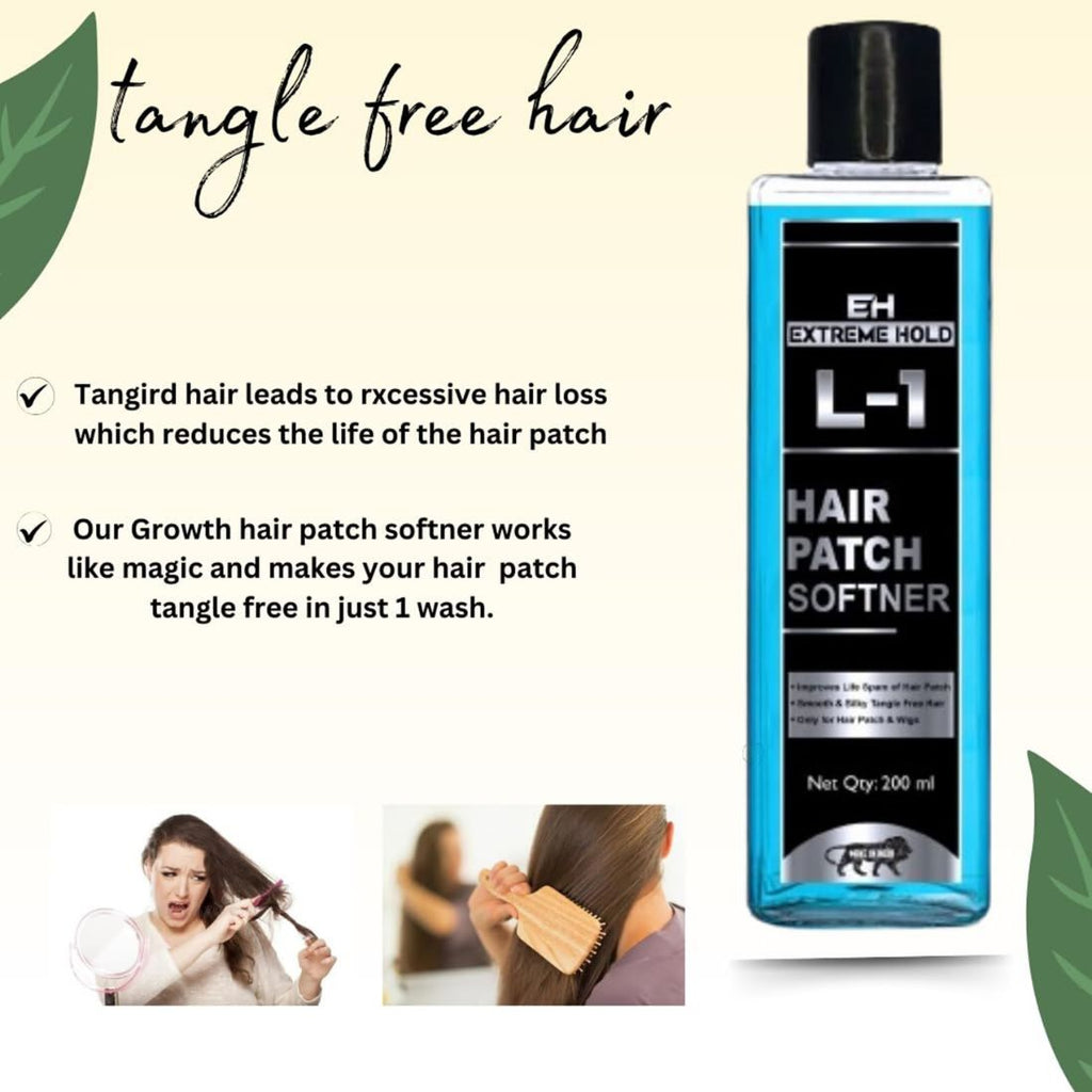 Extreme Hold L-1 Hair Patch Softener Growth Hair Patch Softener| Hair Patch Wash Chemical| Soft, Silky and Tangle-Free.(200ml)