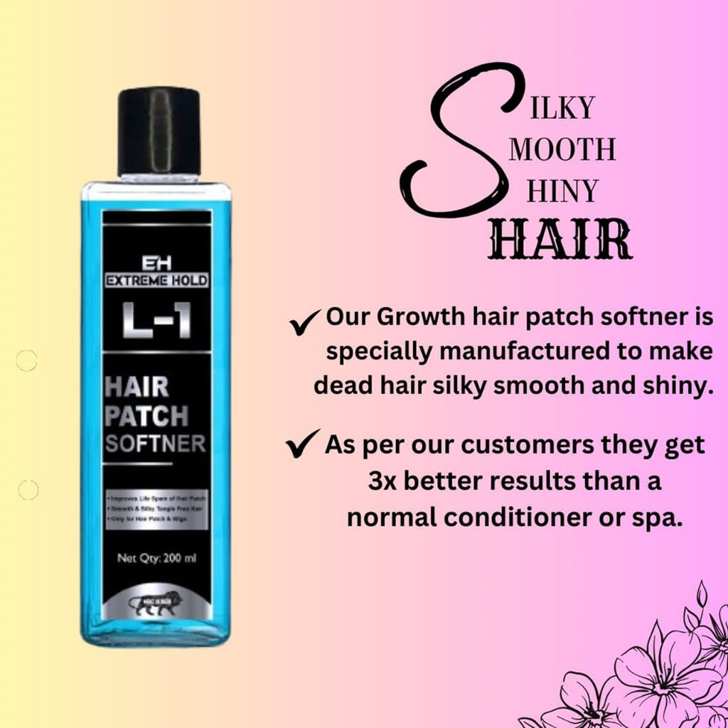 Extreme Hold L-1 Hair Patch Softener Growth Hair Patch Softener| Hair Patch Wash Chemical| Soft, Silky and Tangle-Free.(200ml)