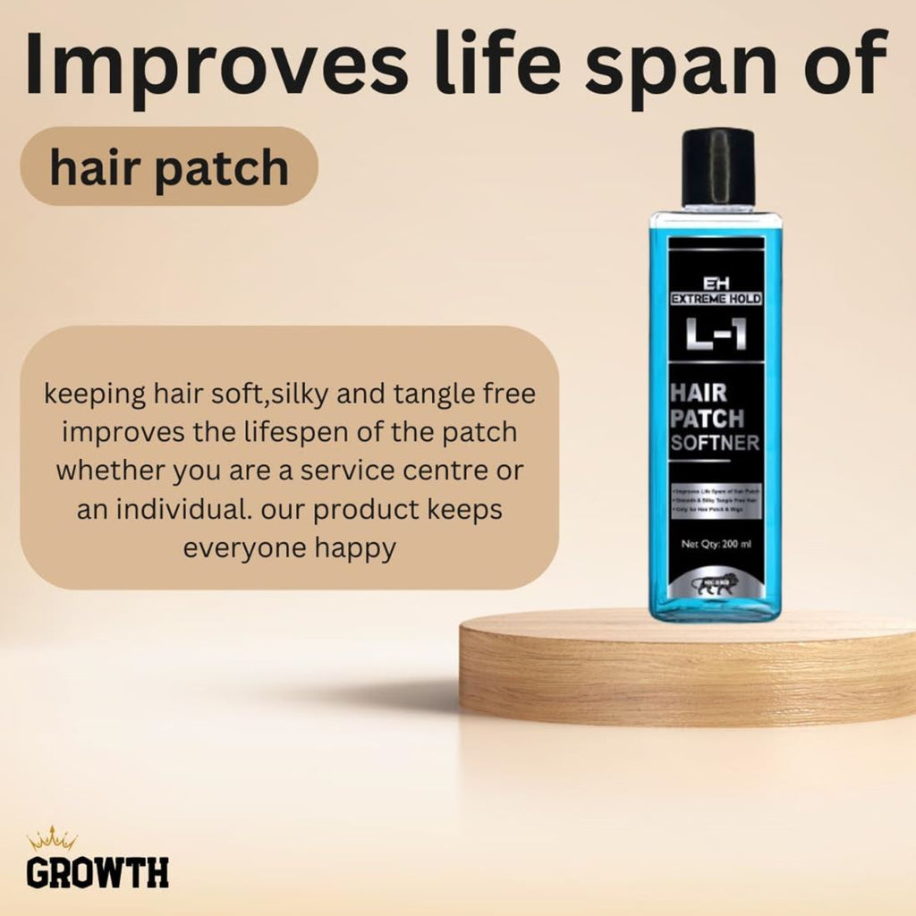 Extreme Hold L-1 Hair Patch Softener Growth Hair Patch Softener| Hair Patch Wash Chemical| Soft, Silky and Tangle-Free.(200ml)
