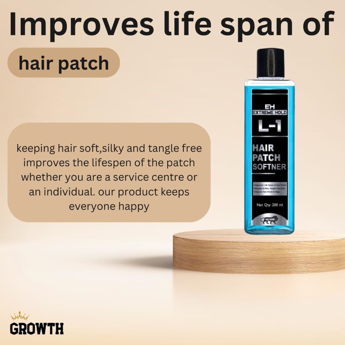 Extreme Hold L-1 Hair Patch Softener Growth Hair Patch Softener| Hair Patch Wash Chemical| Soft, Silky and Tangle-Free.(200ml)