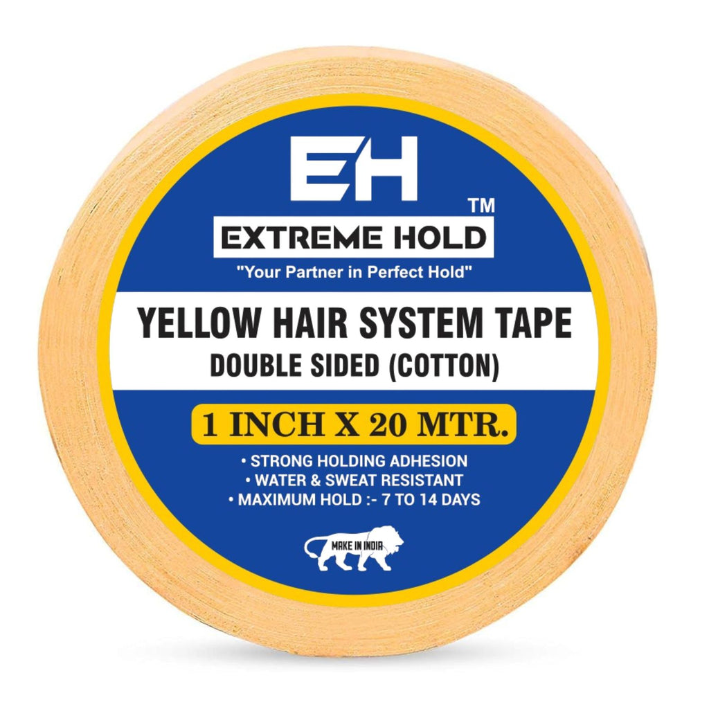 EXTREME HOLD Yellow Wig Tape 20M | Double-Sided Hair Patch & Wig Adhesive Tape| Hair Accessory Set (Yellow)