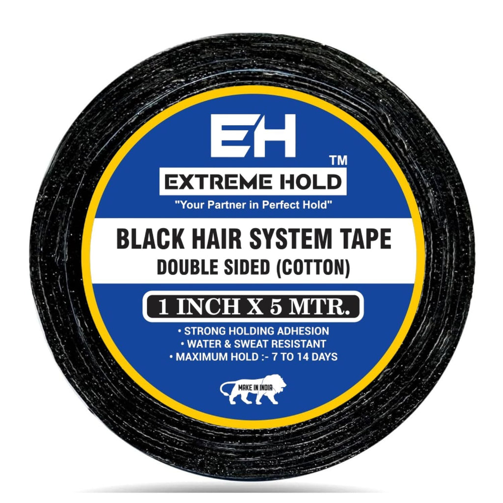EXTREME HOLD Black 5m | Strong Hold Hair Patch & Wig Adhesive Tape. Hair Accessory Set (Black)