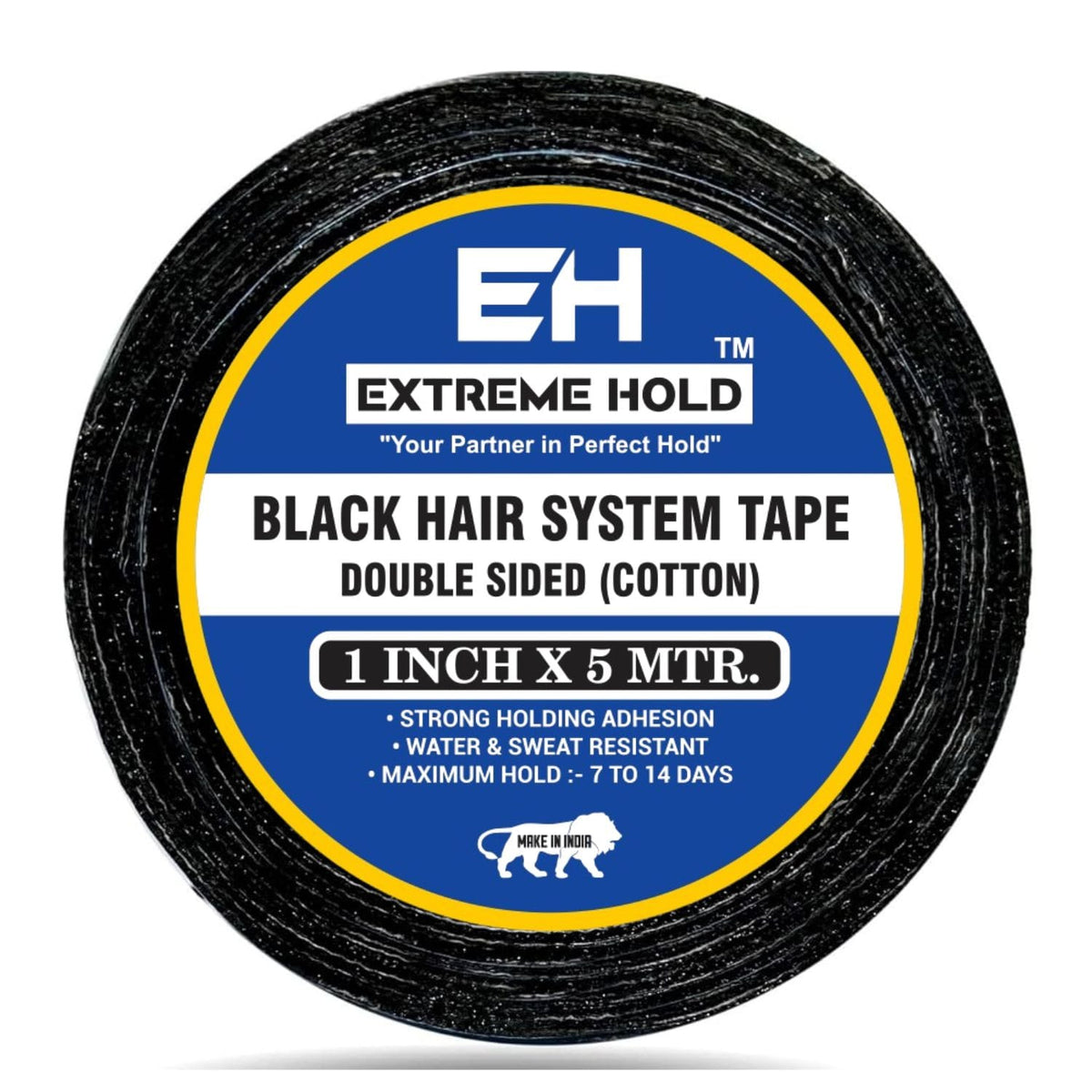 EXTREME HOLD Black 5m | Strong Hold Hair Patch & Wig Adhesive Tape. Hair Accessory Set (Black)