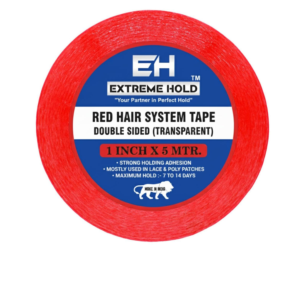 EXTREME HOLD Red Hair System Double Sided Transparent Tape 5m for Wig Patch Hair Accessory Set (Red)