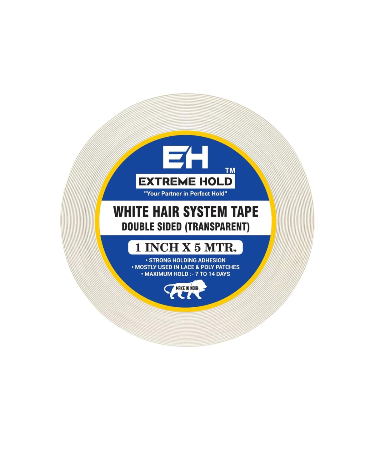 Extreme Hold White Transparent Double Sided Wig Tape  5m Hair Accessory Set (White)