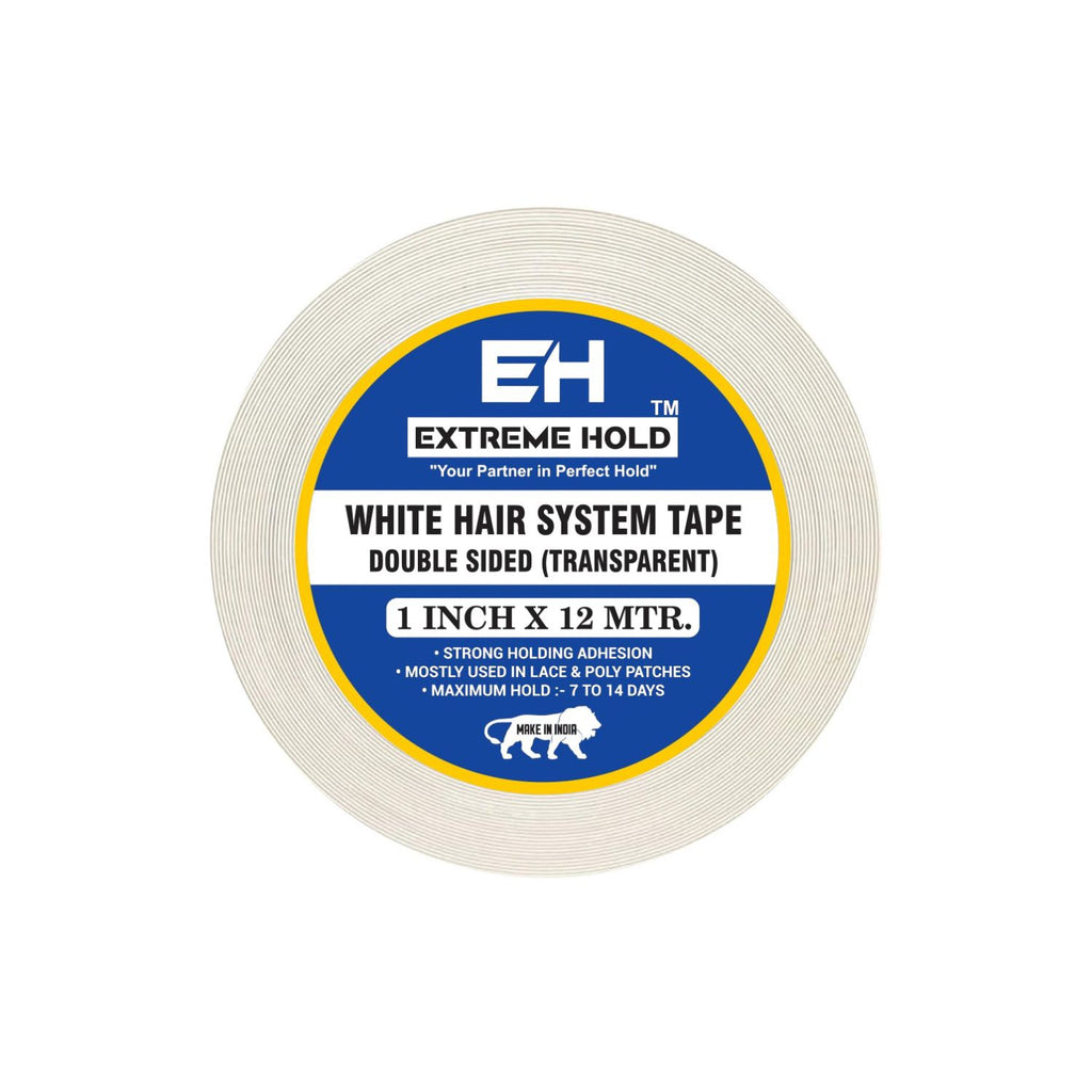 EXTREME HOLD White Transparent Wig Tape for Patch wig hold for man women 12m Hair Accessory Set (White)