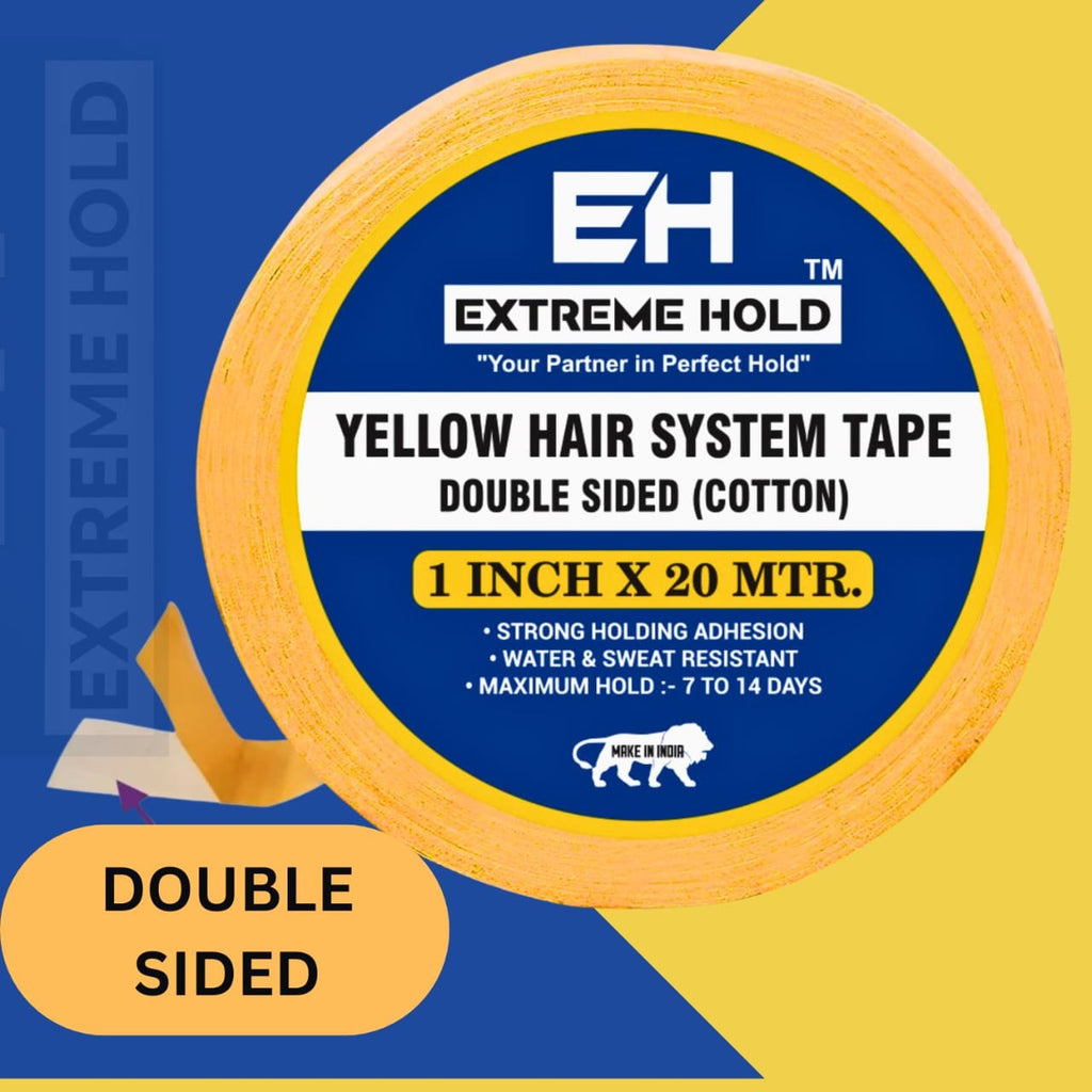 EXTREME HOLD Yellow Wig Tape 20M | Double-Sided Hair Patch & Wig Adhesive Tape| Hair Accessory Set (Yellow)
