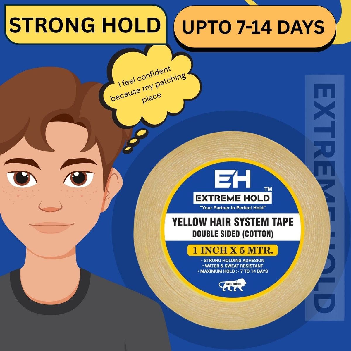 EXTREME HOLD Hair System Yellow Tape 5m Meter Long Lasting Adhesive Roll Hair Accessory Set (Yellow)