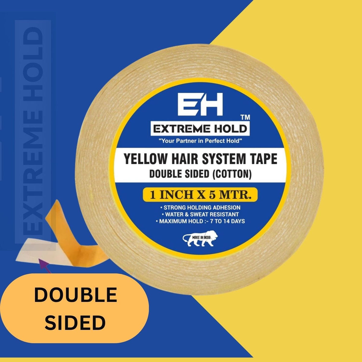 EXTREME HOLD Hair System Yellow Tape 5m Meter Long Lasting Adhesive Roll Hair Accessory Set (Yellow)