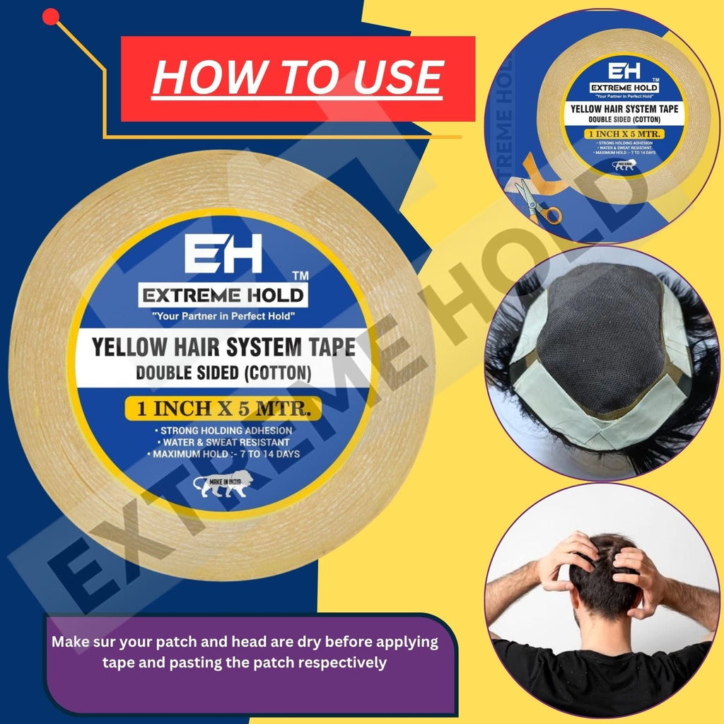 EXTREME HOLD Hair System Yellow Tape 5m Meter Long Lasting Adhesive Roll Hair Accessory Set (Yellow)