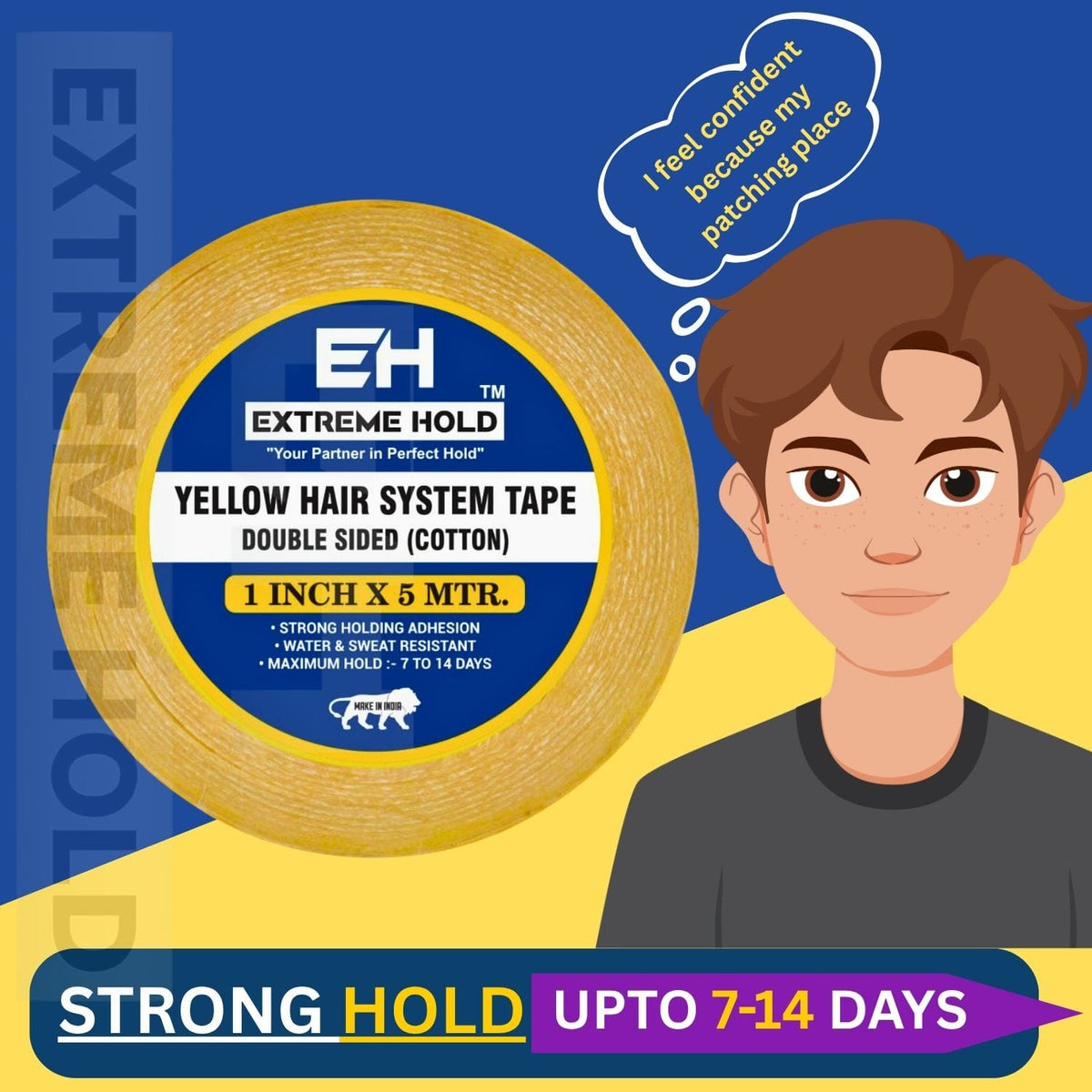 EXTREME HOLD Hair System Yellow Tape 5m Meter Long Lasting Adhesive Roll Hair Accessory Set (Yellow)