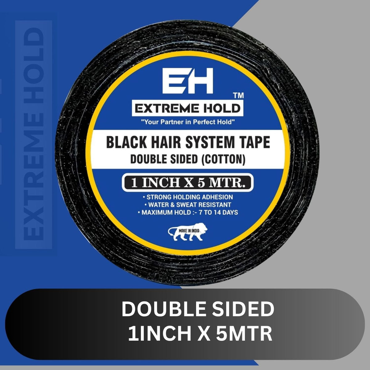 EXTREME HOLD Black 5m | Strong Hold Hair Patch & Wig Adhesive Tape. Hair Accessory Set (Black)