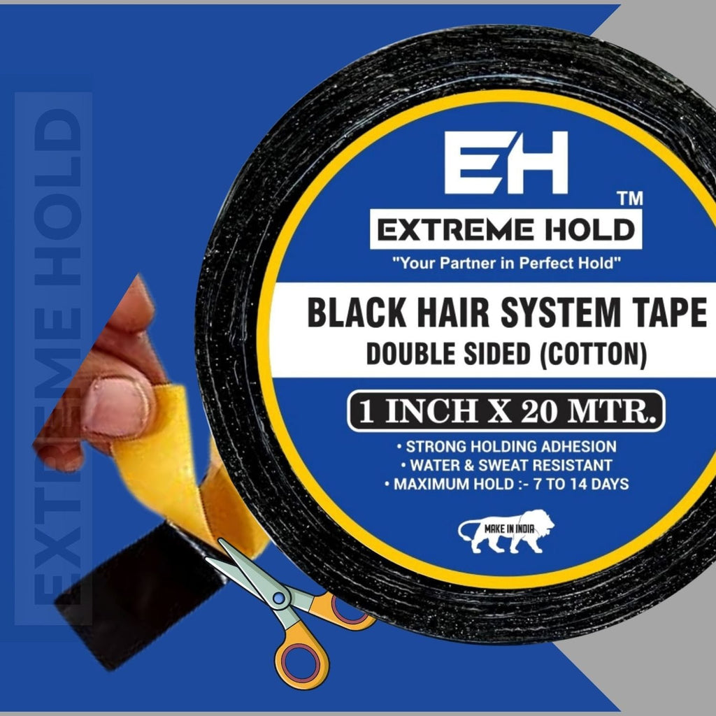 EXTREME HOLD 20yard Double Sided Waterproof/ Wigs Tape used as Patch & Toupee-for Men & Women (Black)