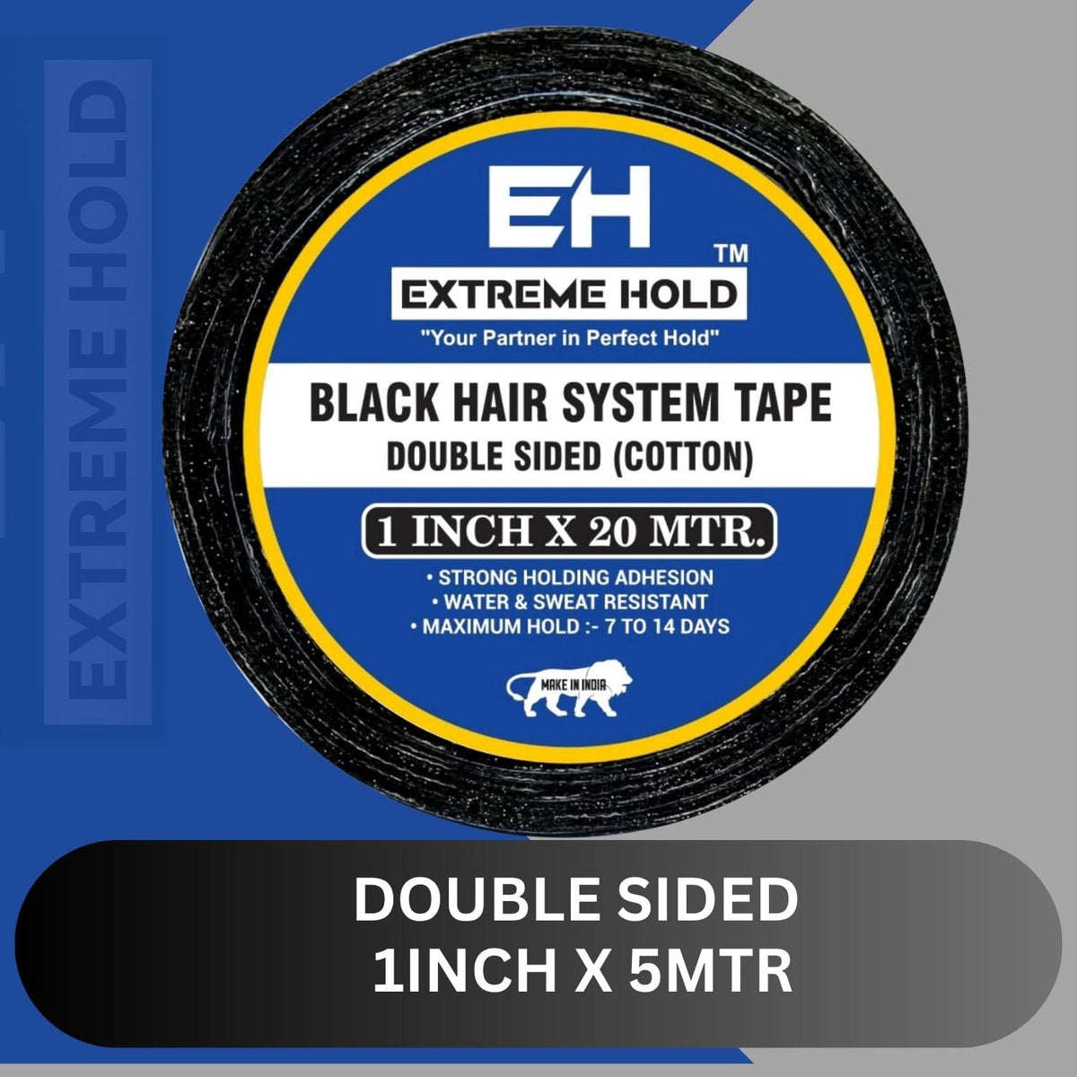 EXTREME HOLD 20yard Double Sided Waterproof/ Wigs Tape used as Patch & Toupee-for Men & Women (Black)