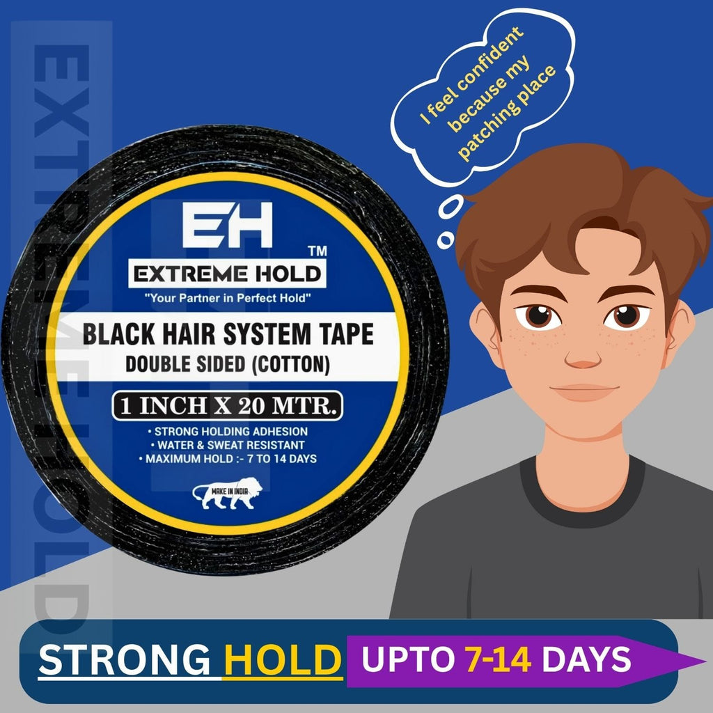 EXTREME HOLD 20yard Double Sided Waterproof/ Wigs Tape used as Patch & Toupee-for Men & Women (Black)