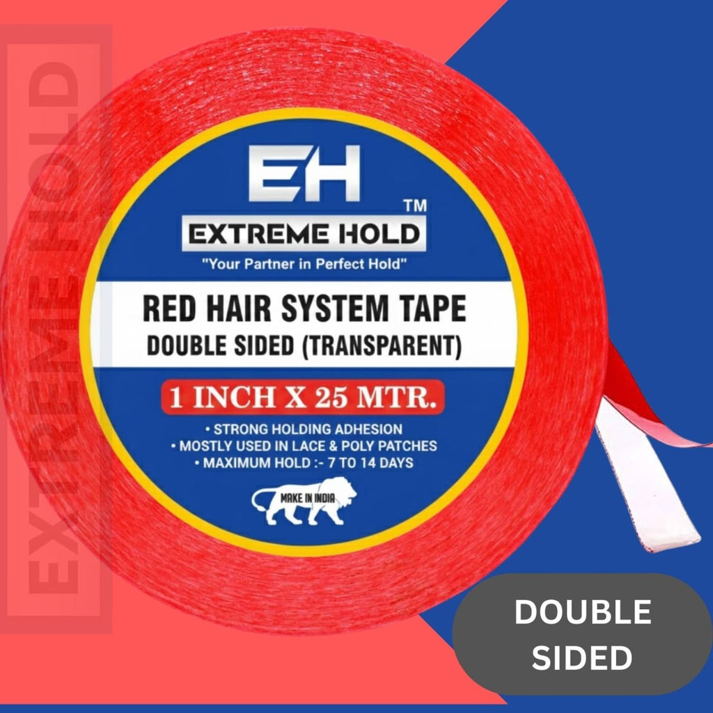 EXTREME HOLD Wig tape 25m red transparent tape/wig Hair Accessory Set (Red)