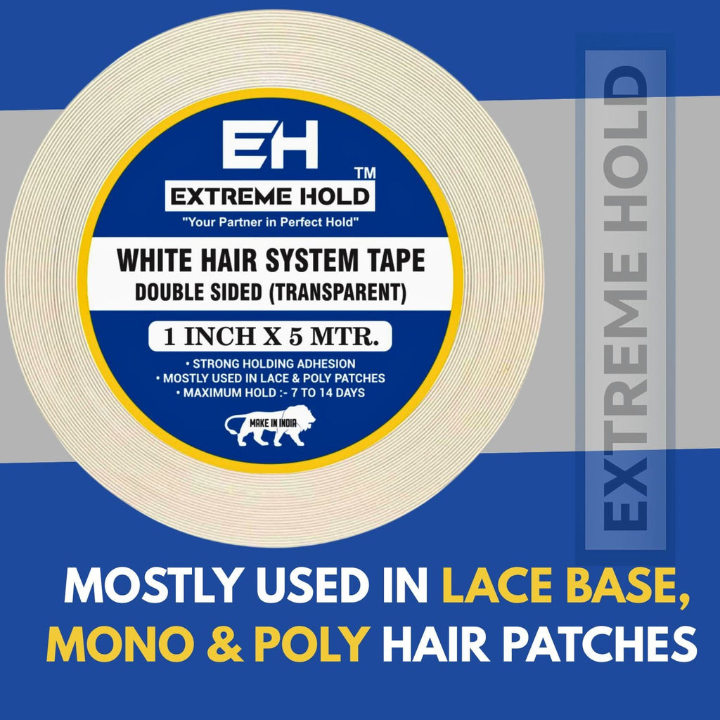 Extreme Hold White Transparent Double Sided Wig Tape  5m Hair Accessory Set (White)