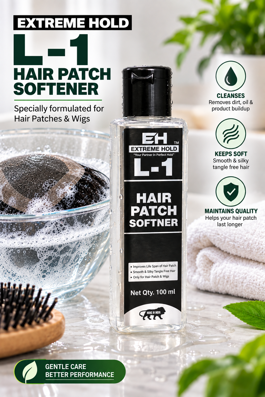 Extreme Hold Hair Patch Softener L1 Wig Conditioner for Smooth Tangle Free Hair Hair Styler (100ml)