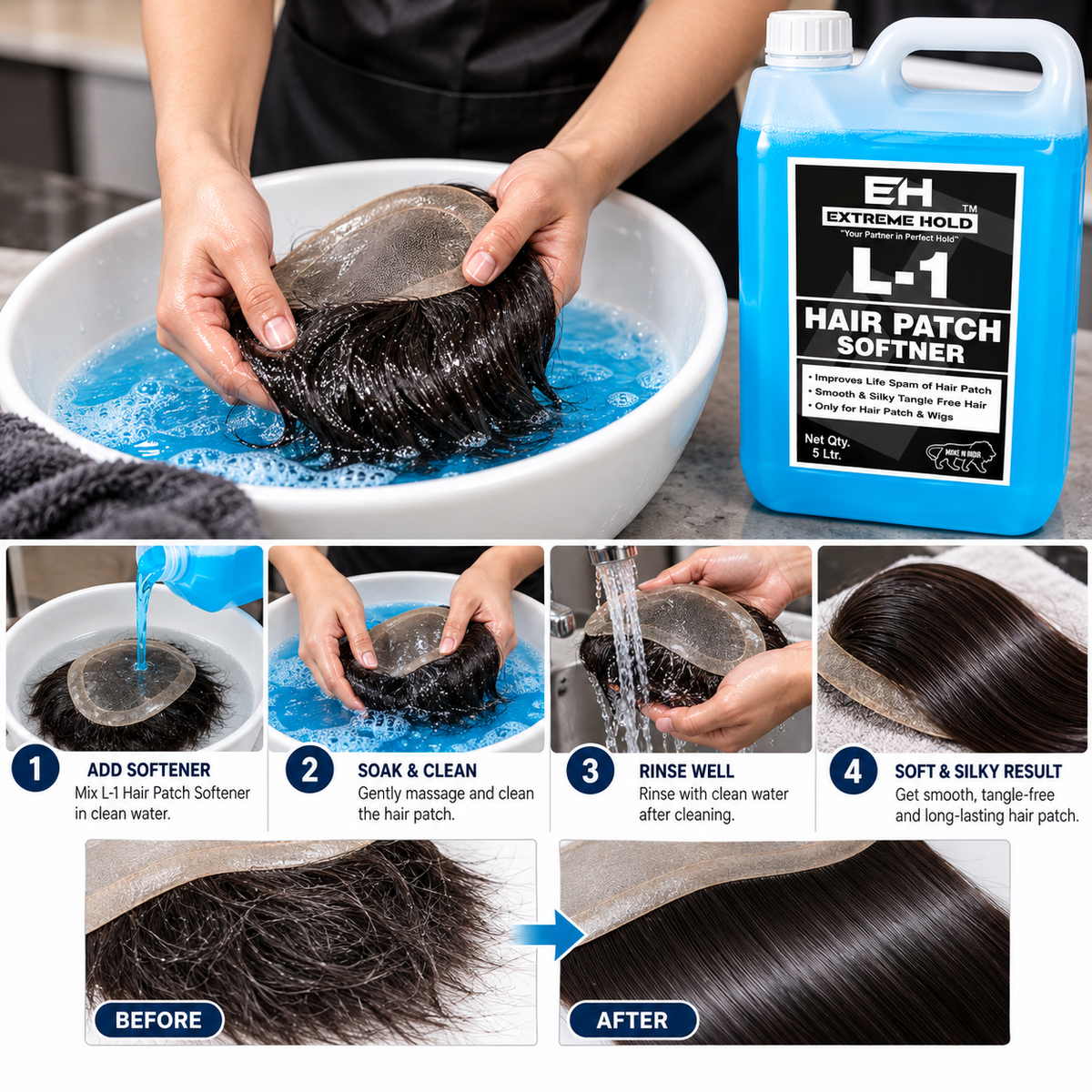 Extreme Hold L-1 Hair Patch Softener 5 litre For Hair Patch.